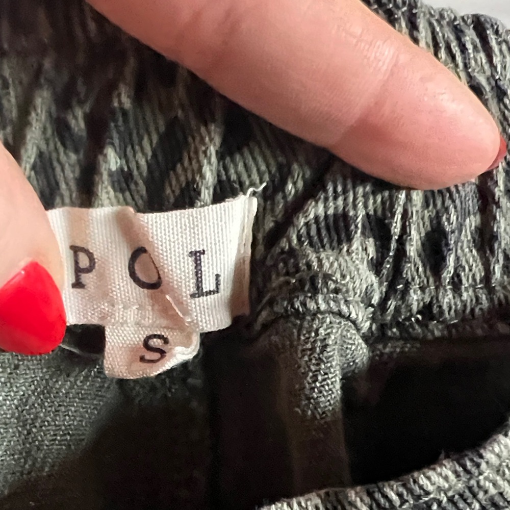POL Green Leopard Print Joggers with Lace Details - Picture 3 of 4
